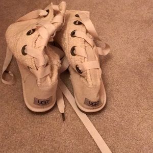 Cream lace up Authentic UGGs never worn